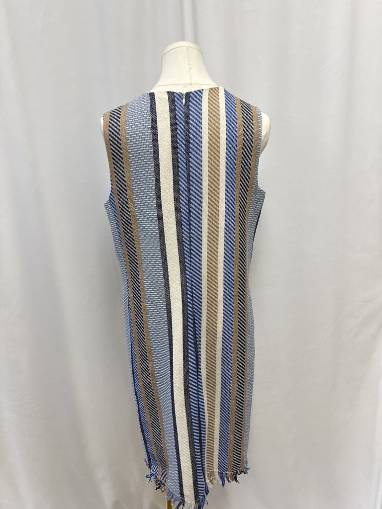 Vilagallo Blue and Tan Striped Sheath Dress