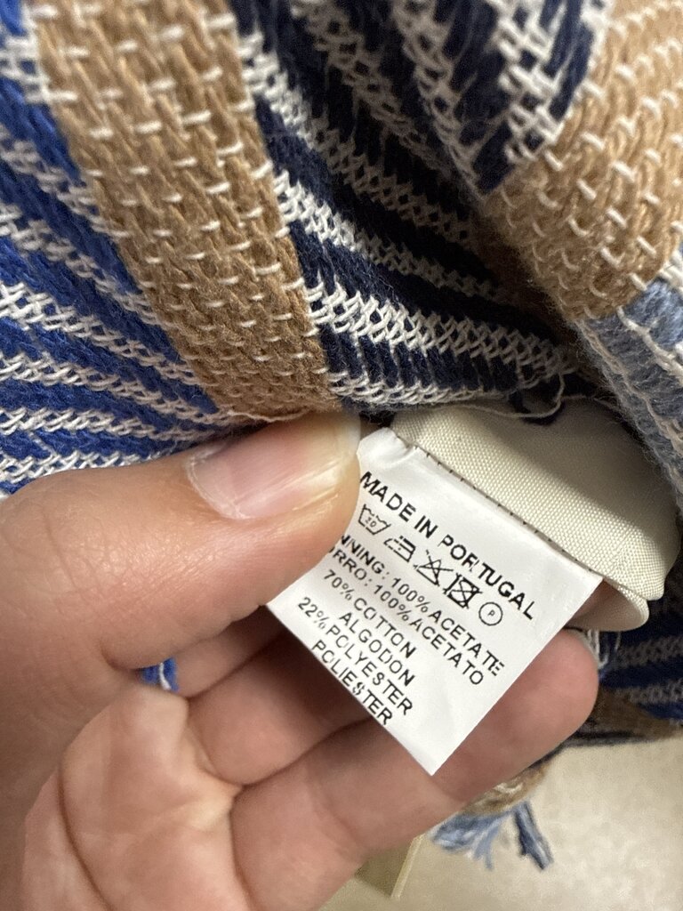 Vilagallo Blue and Tan Striped Sheath Dress