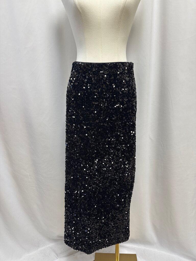 Vince Black Sequin Midi Skirt