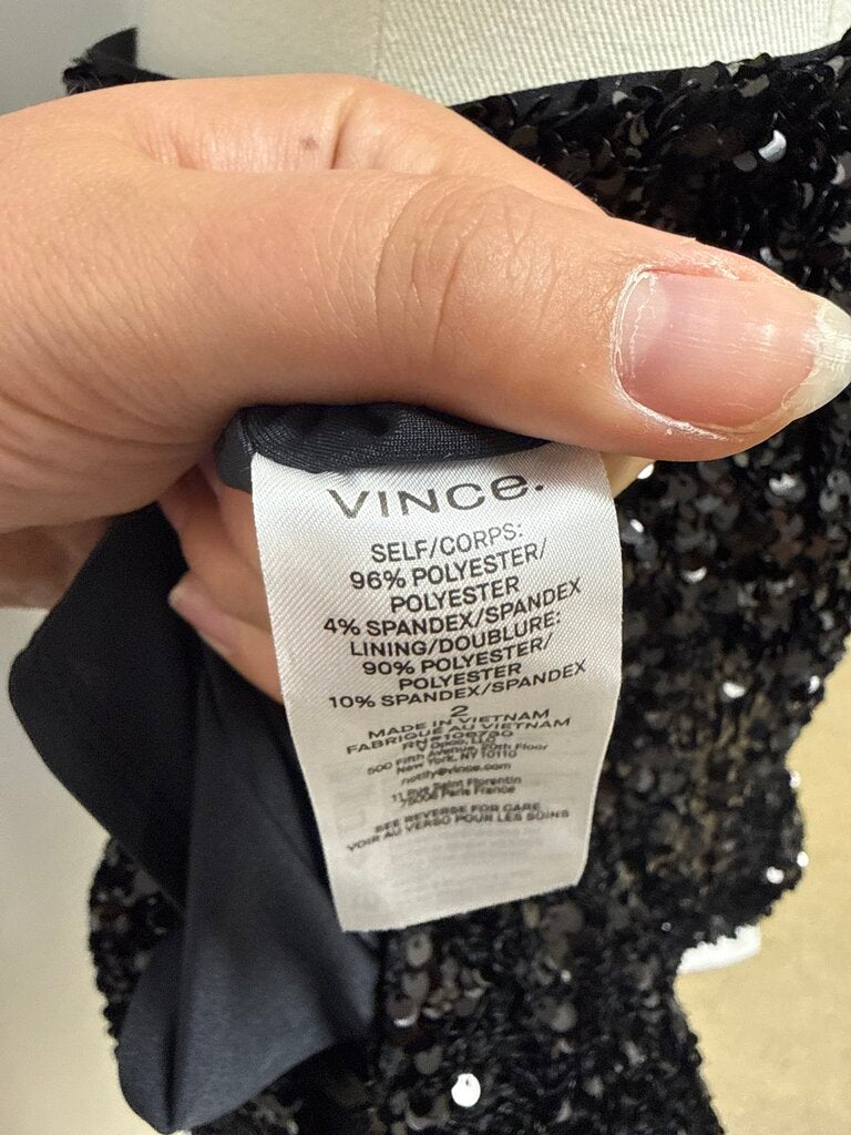 Vince Black Sequin Midi Skirt