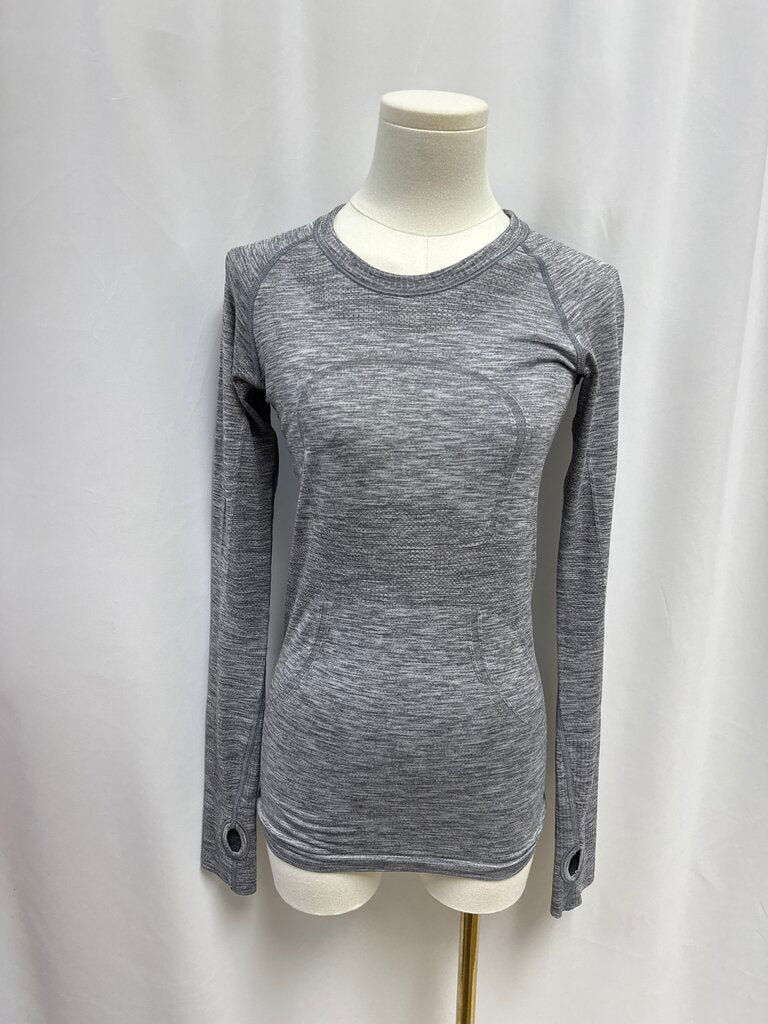 Lululemon Grey Marled Logo Long Sleeve Tee