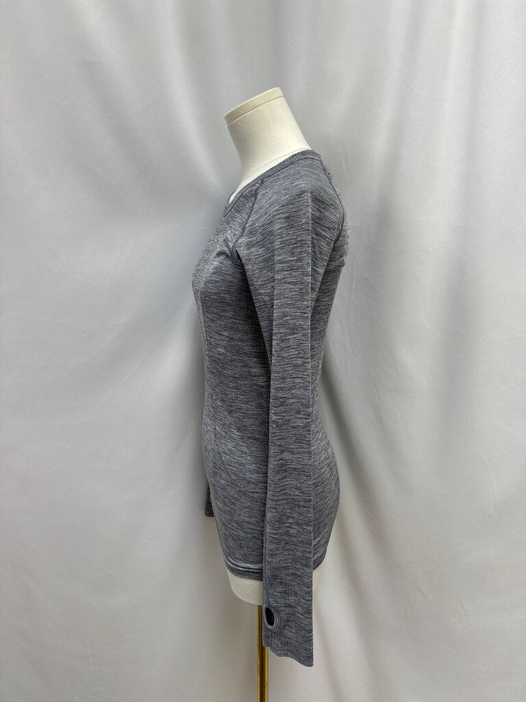 Lululemon Grey Marled Logo Long Sleeve Tee