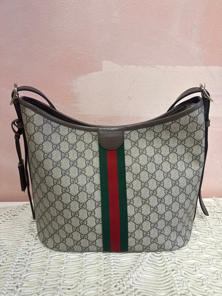 Gucci Monogram GG Supreme Web Ophidia Large Hobo (In Stores $2450)