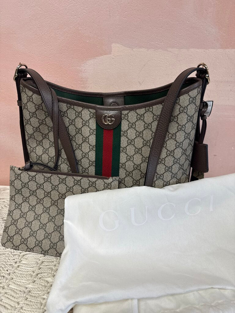 Gucci Monogram GG Supreme Web Ophidia Large Hobo (In Stores $2450)