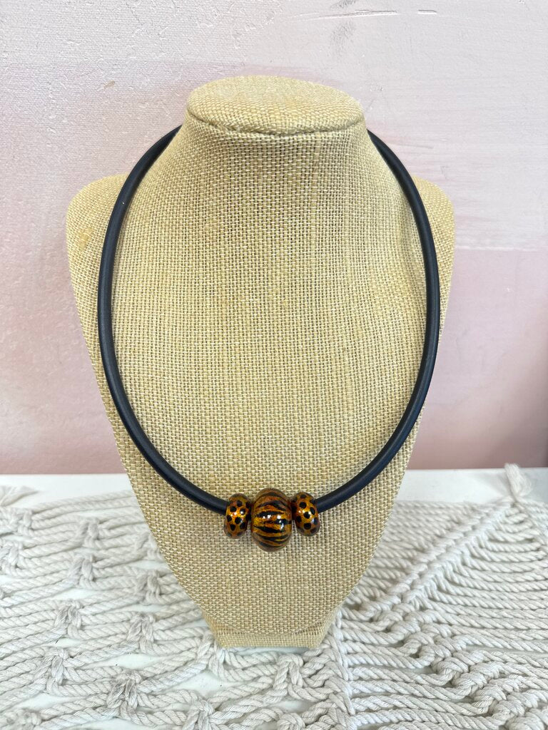 Soho Jewelry 18k and Enamel Tiger and Leopard Necklace w/Box