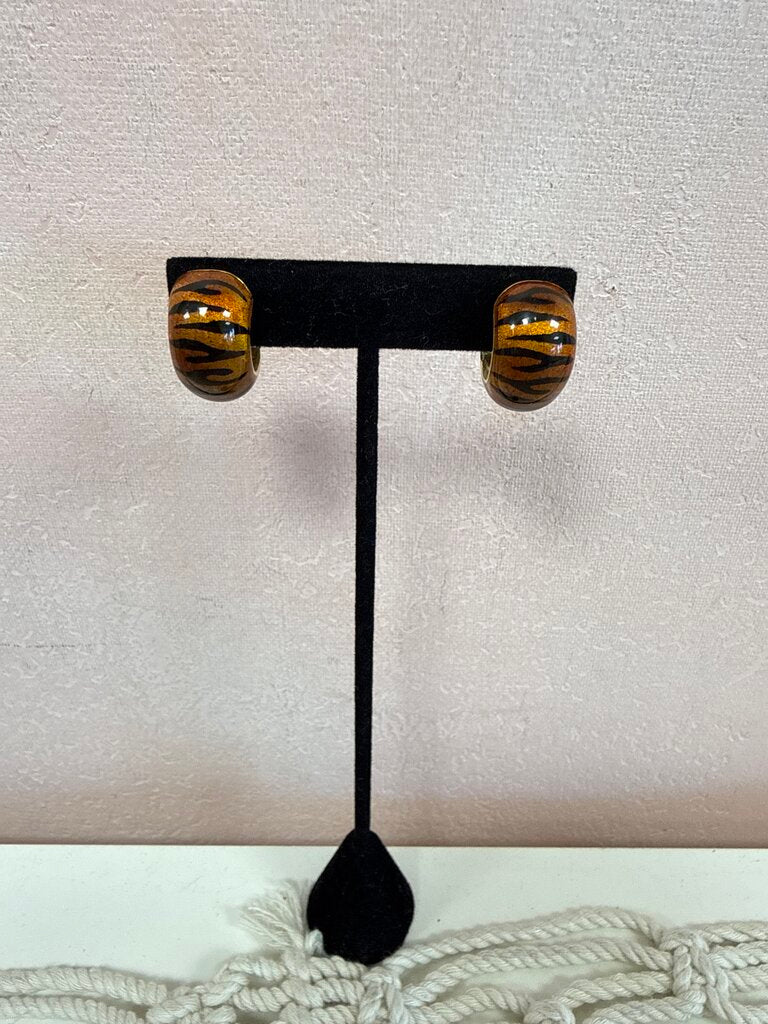 Soho Jewelry 18k and Enamel Tiger Earring
