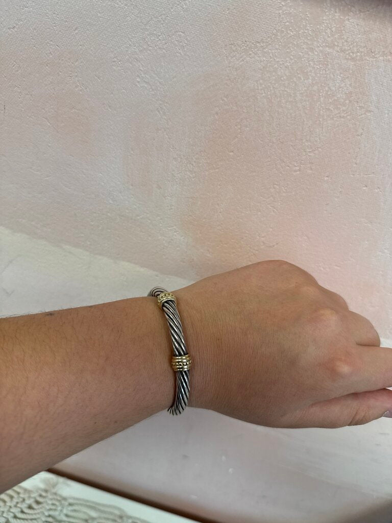 David Yurman Two Tone Double Station Metro Cable Cuff