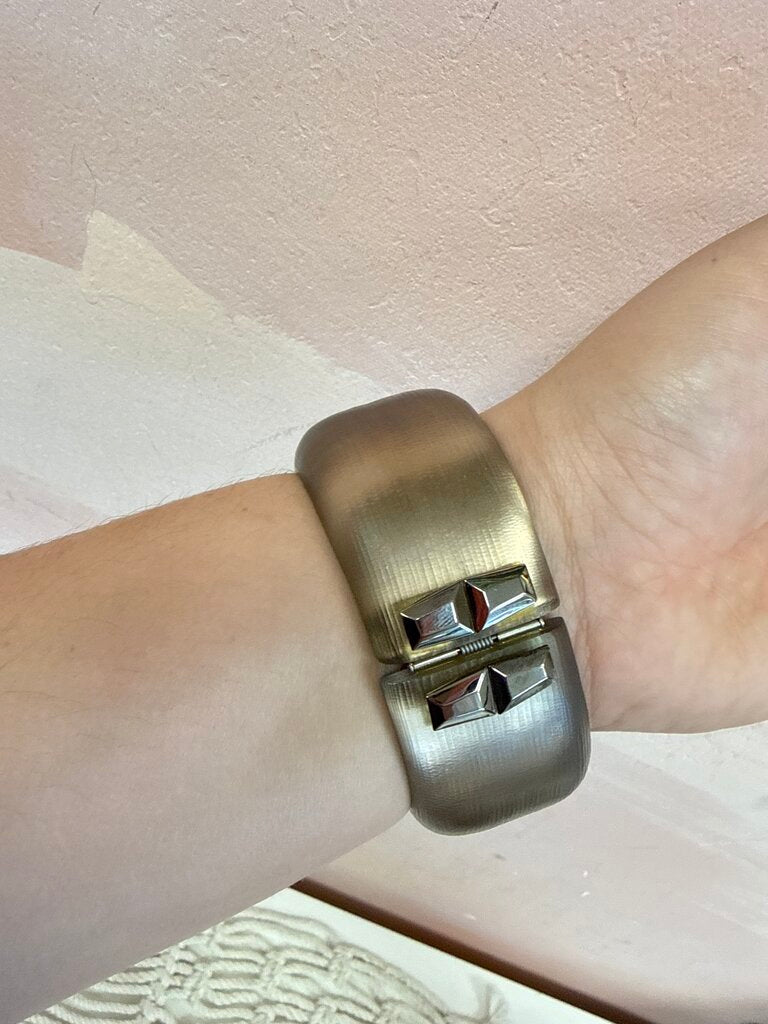 Alexis Bittar Silver Embellished Wide Cuff w/Dustbag