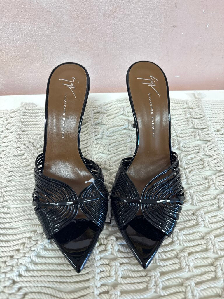 Giuseppe Zanotti Black Patent Open Toe Heels w/Dustbag