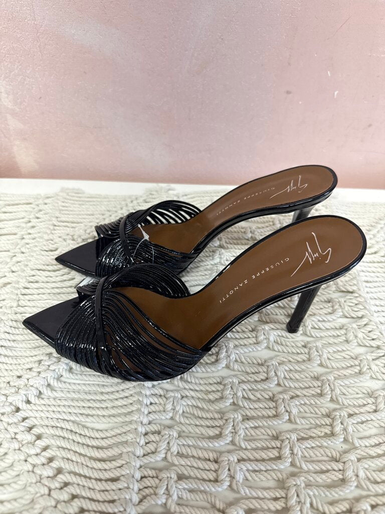 Giuseppe Zanotti Black Patent Open Toe Heels w/Dustbag