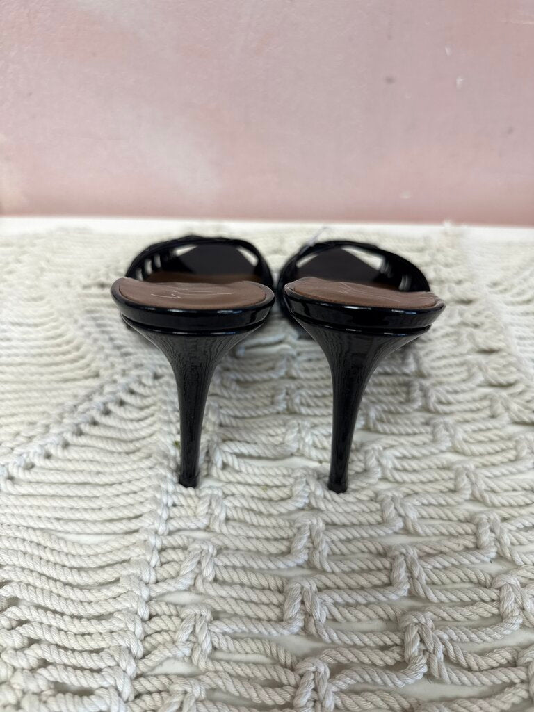 Giuseppe Zanotti Black Patent Open Toe Heels w/Dustbag
