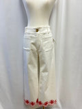 Maeve Ivory Embroidered Hem Pant NWT