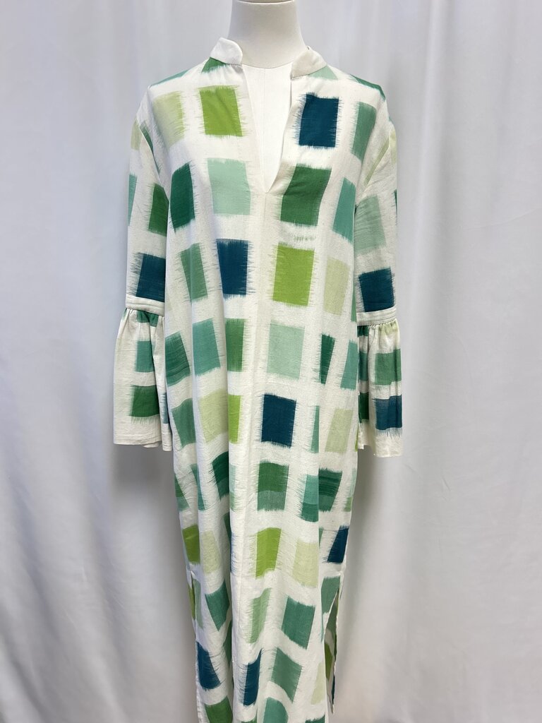 De Castro Green Print Maxi Dress