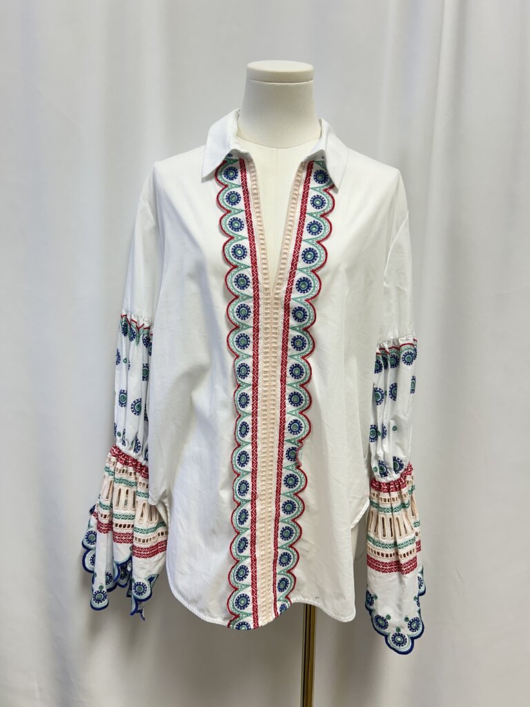 Silvia Tcherassi White Embroidered Top