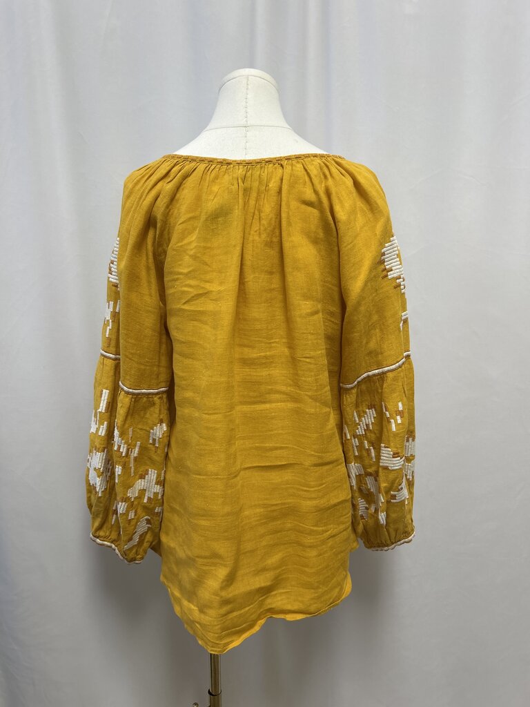 Benaras Mustard Linen Embroidered Blouse