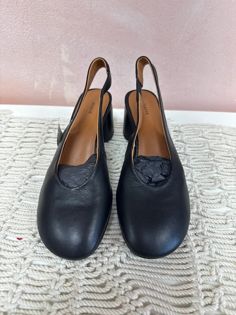 Maeve Black Leather Slingback Pump