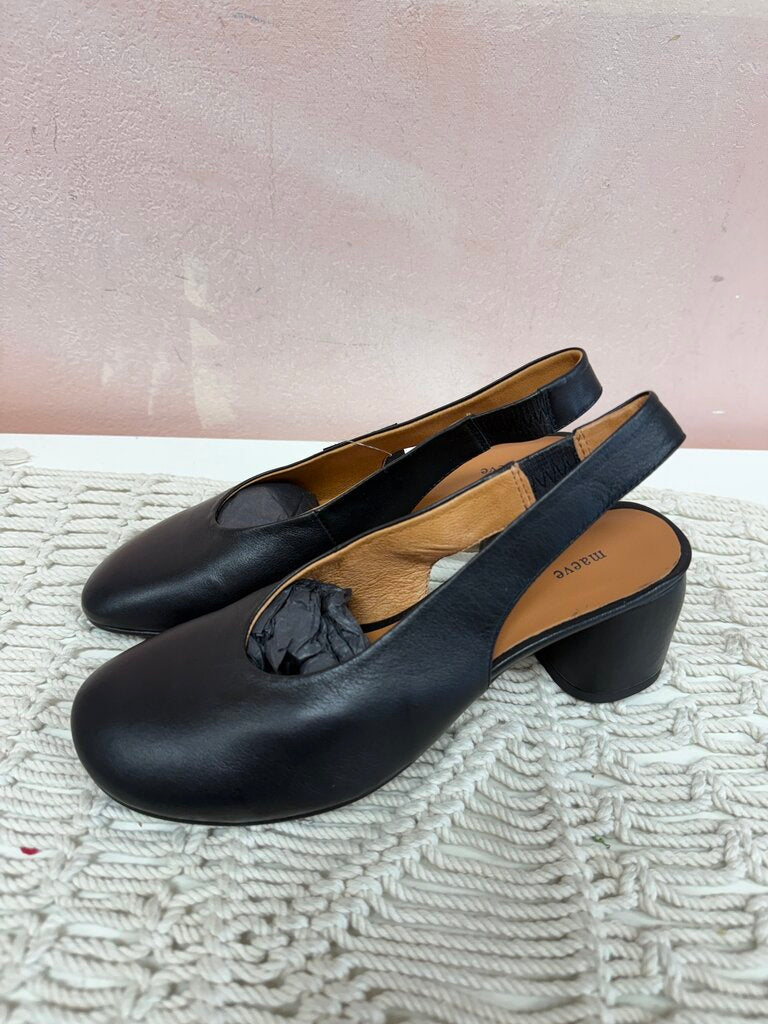 Maeve Black Leather Slingback Pump