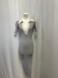 A.L.C. Blue Striped Ribbed Maxi Dress