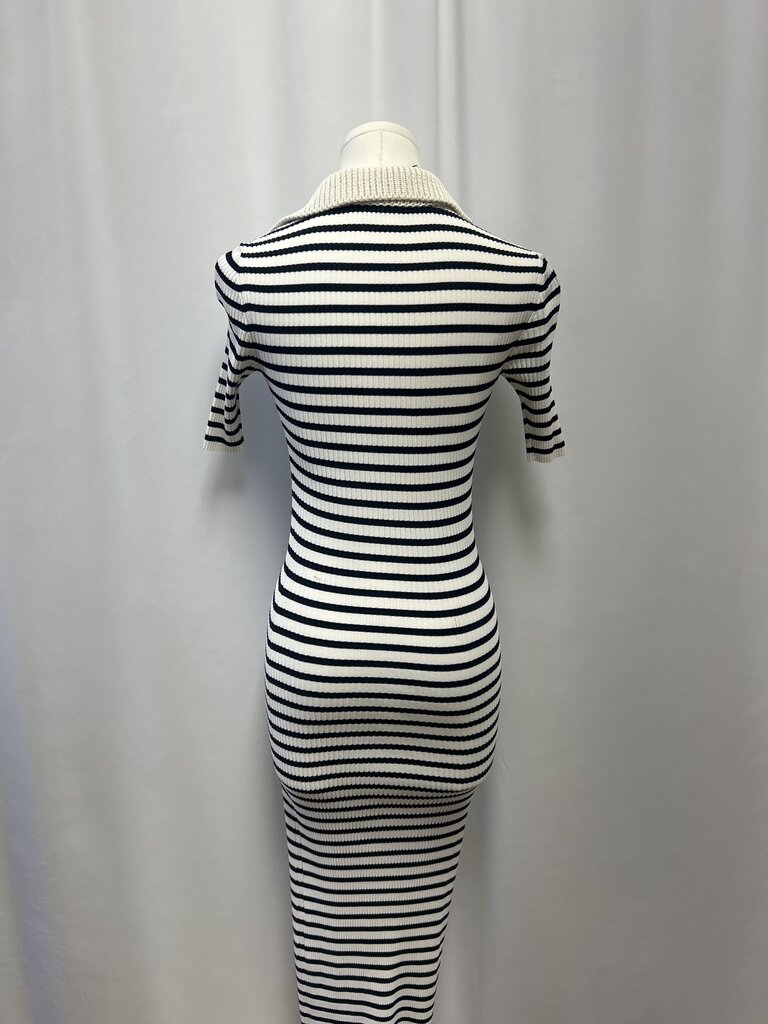 A.L.C. Blue Striped Ribbed Maxi Dress