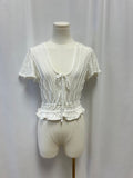 Anthopologie White V-Neck Cropped Top