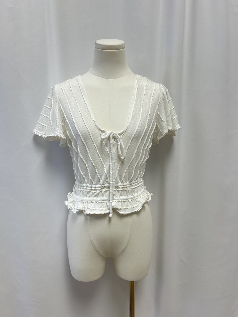 Anthopologie White V-Neck Cropped Top
