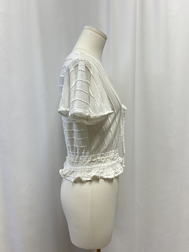 Anthopologie White V-Neck Cropped Top