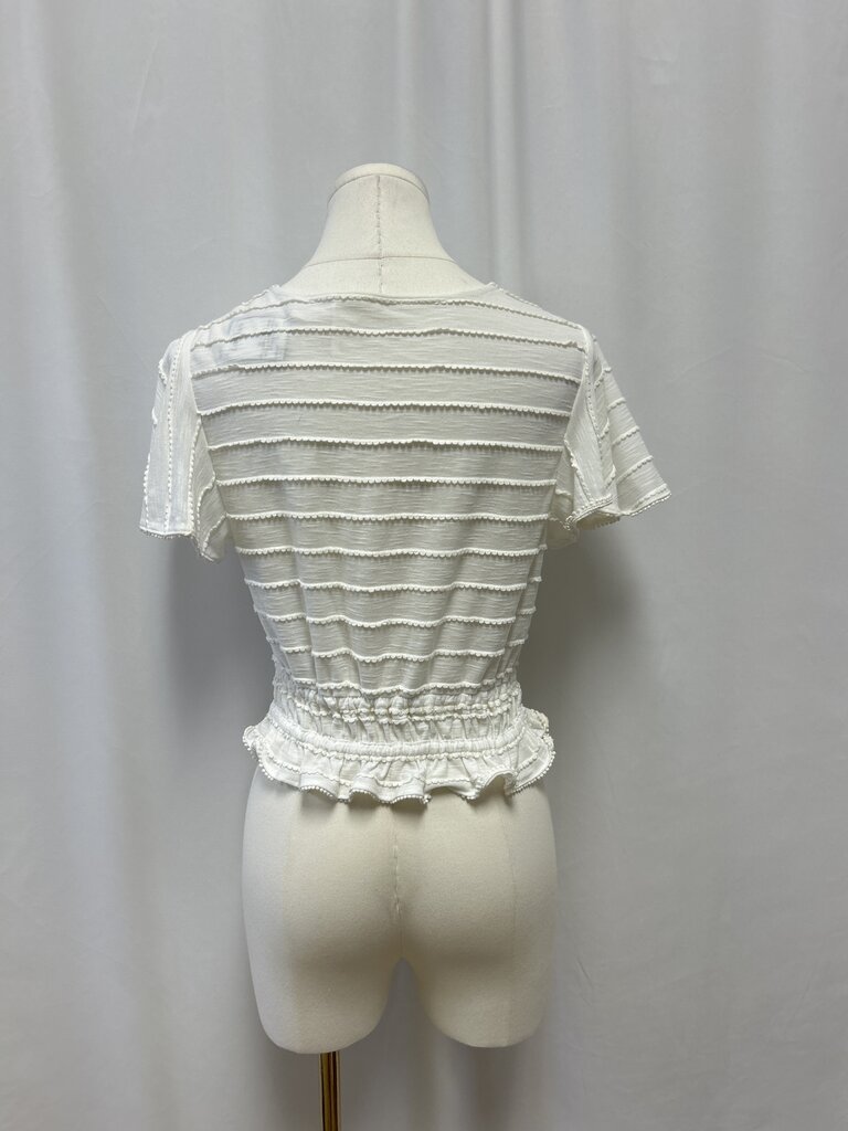 Anthopologie White V-Neck Cropped Top