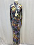 La Pointe Iridescent Ruched Maxi Dress
