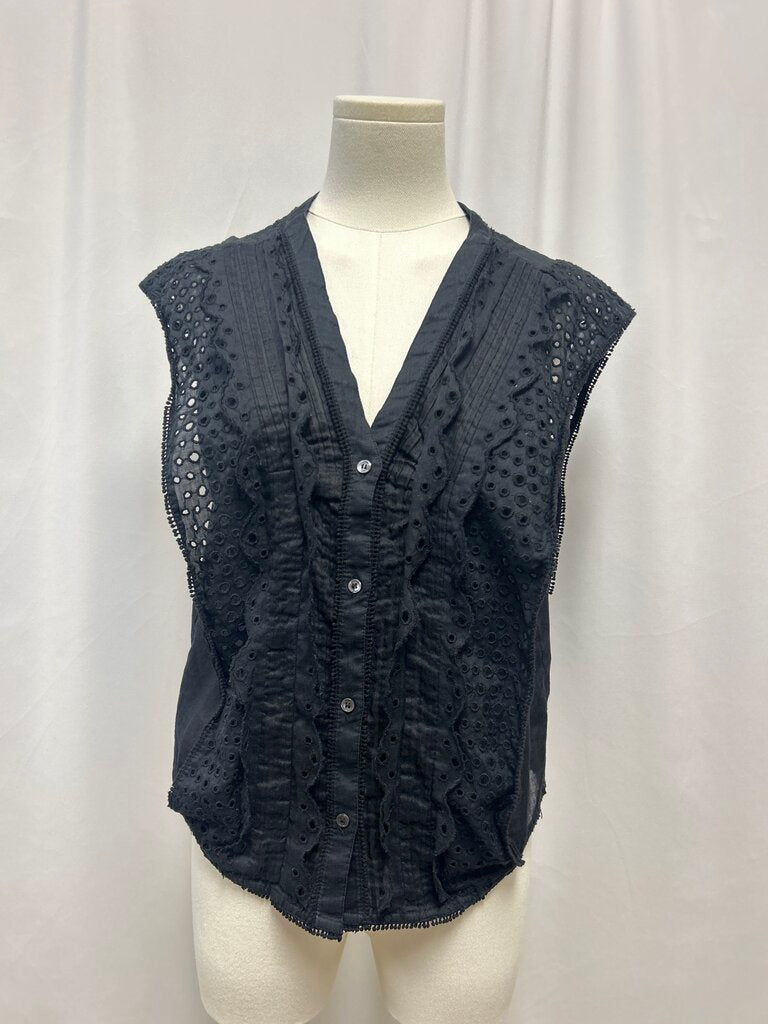 Frame Black Eyelet Sleeveless Top