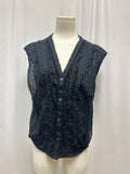 Frame Black Eyelet Sleeveless Top