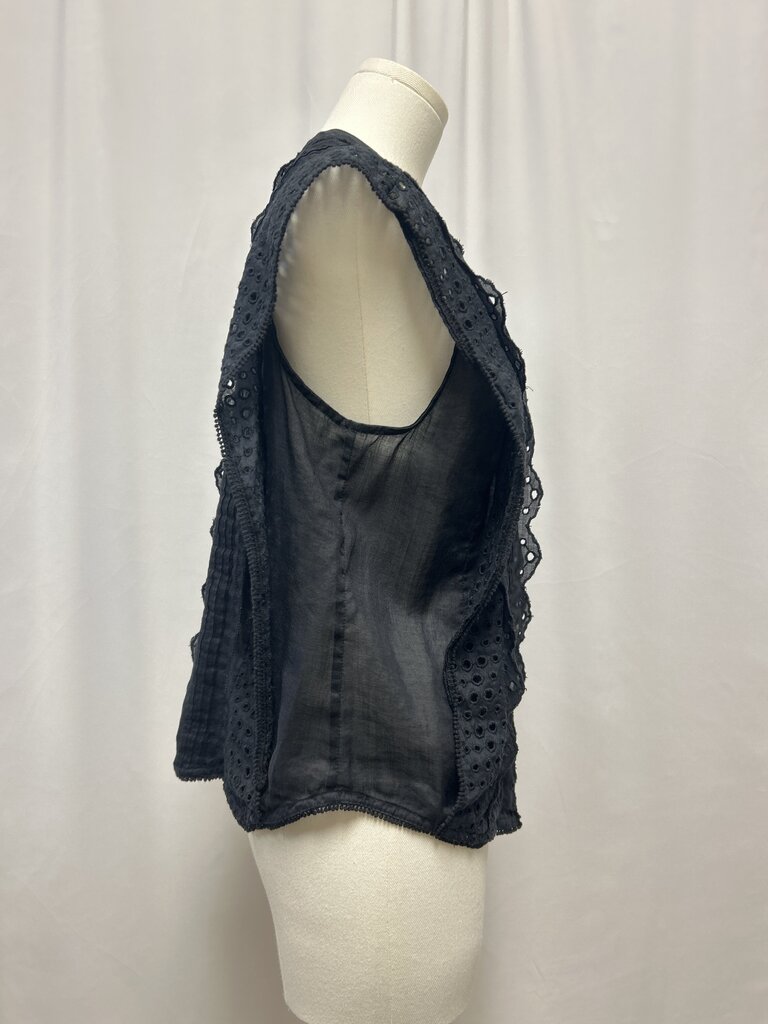 Frame Black Eyelet Sleeveless Top