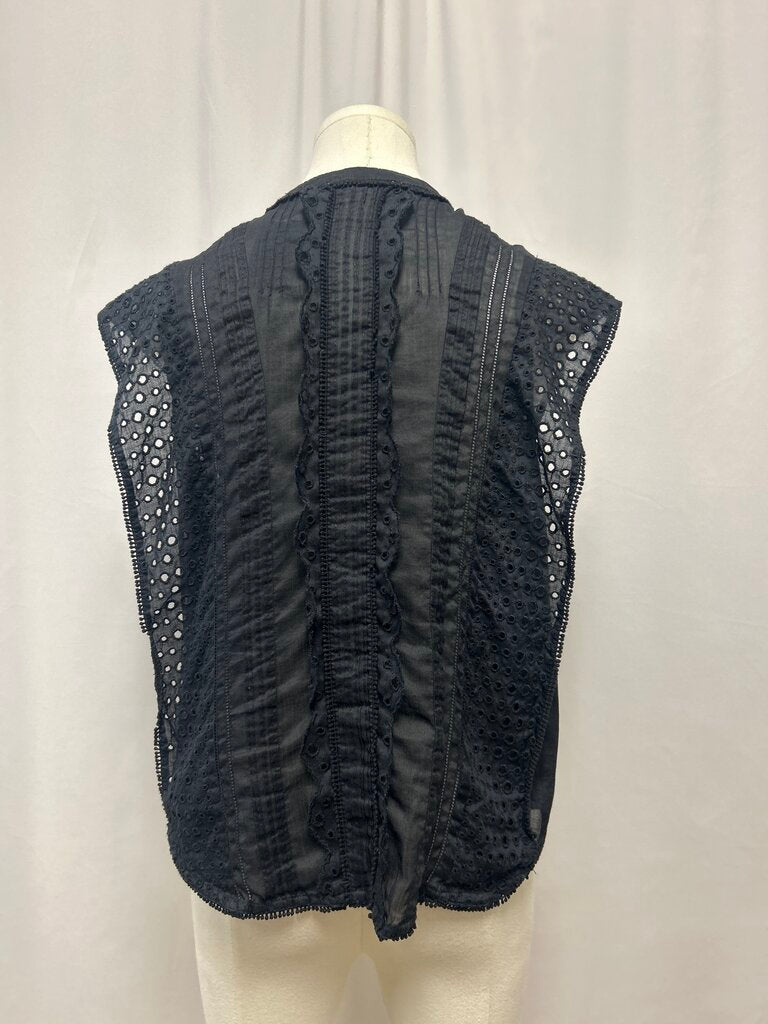 Frame Black Eyelet Sleeveless Top