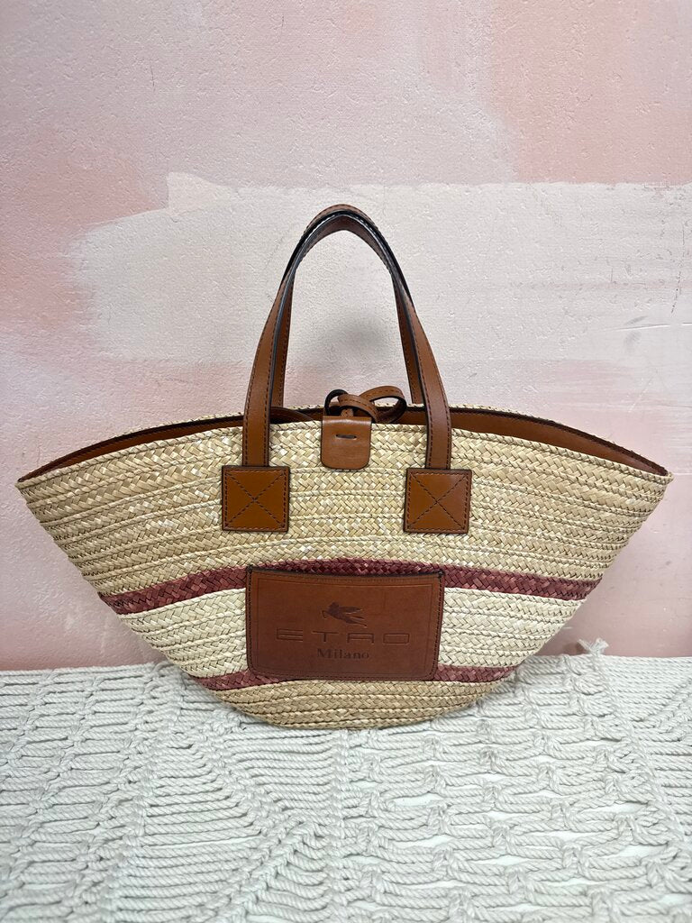 Etro Mini Raffia Tote