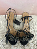 Aquazzura Black Embellished Block Heel Sandal