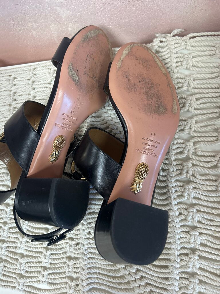 Aquazzura Black Block Heel Sandal