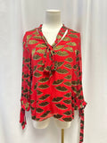 alice + olivia Red Leopard Lip Blouse