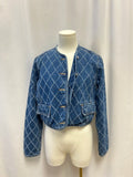 Veronica Beard Denim Quilted Cropped Jacket