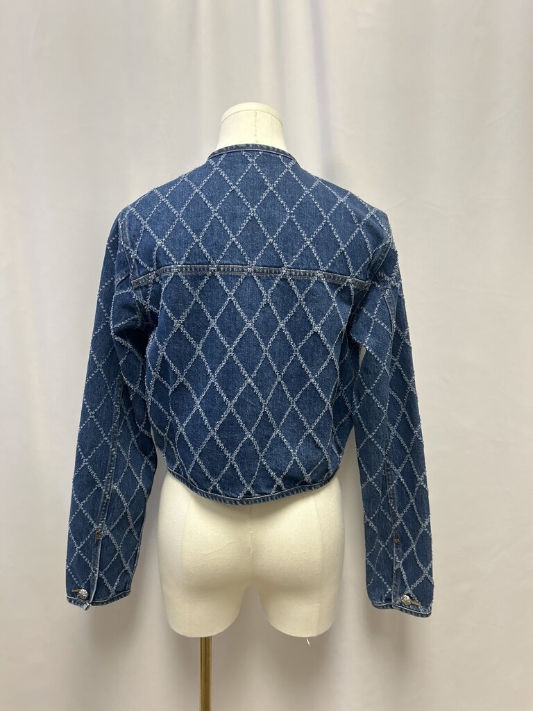 Veronica Beard Denim Quilted Cropped Jacket