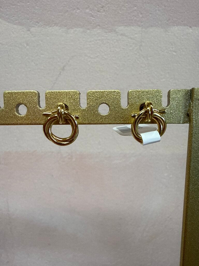 Ferragamo Gold Twisted Gancini Earrings w/Box