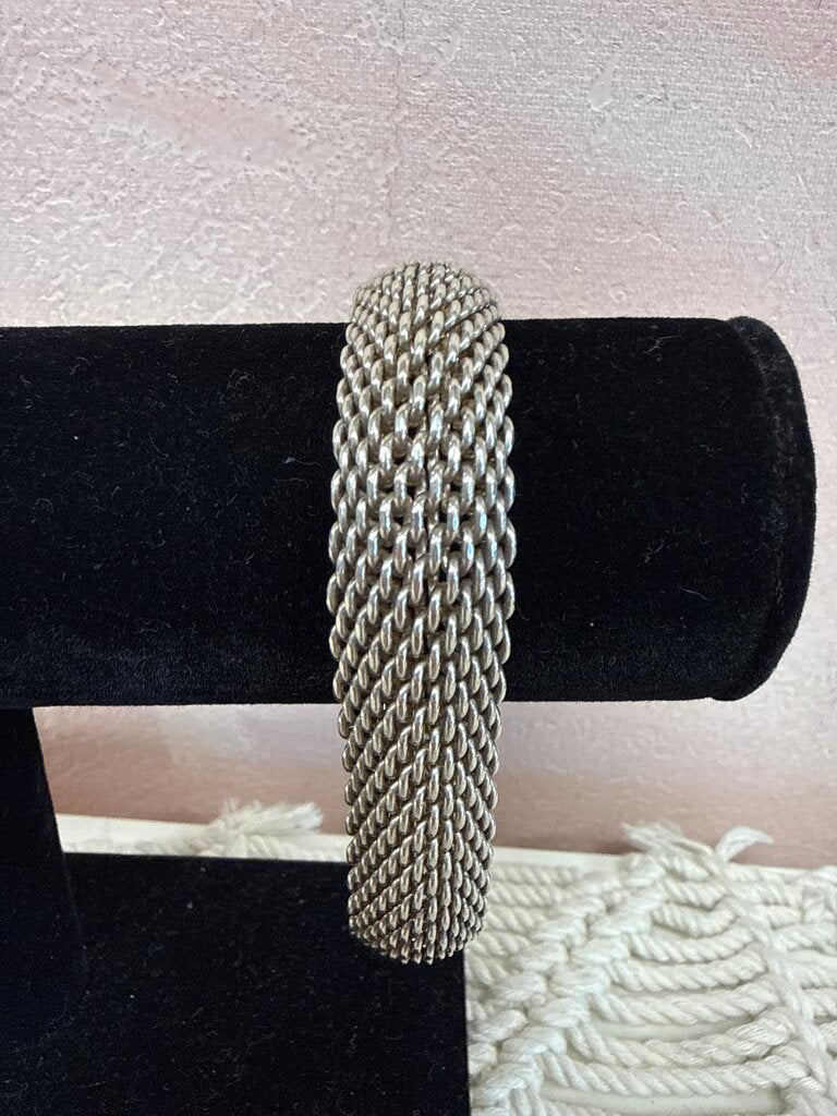Tiffany & Co Silver Mesh Bangle Bracelet