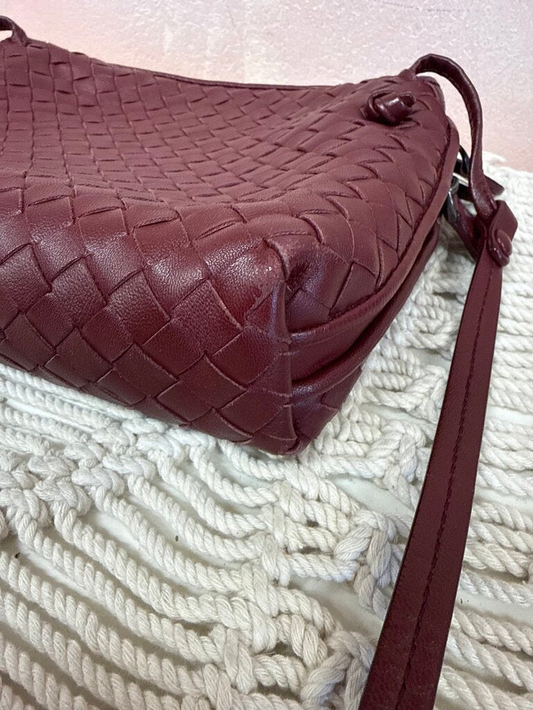 Bottega Maroon Intrecciato Shoulder Bag