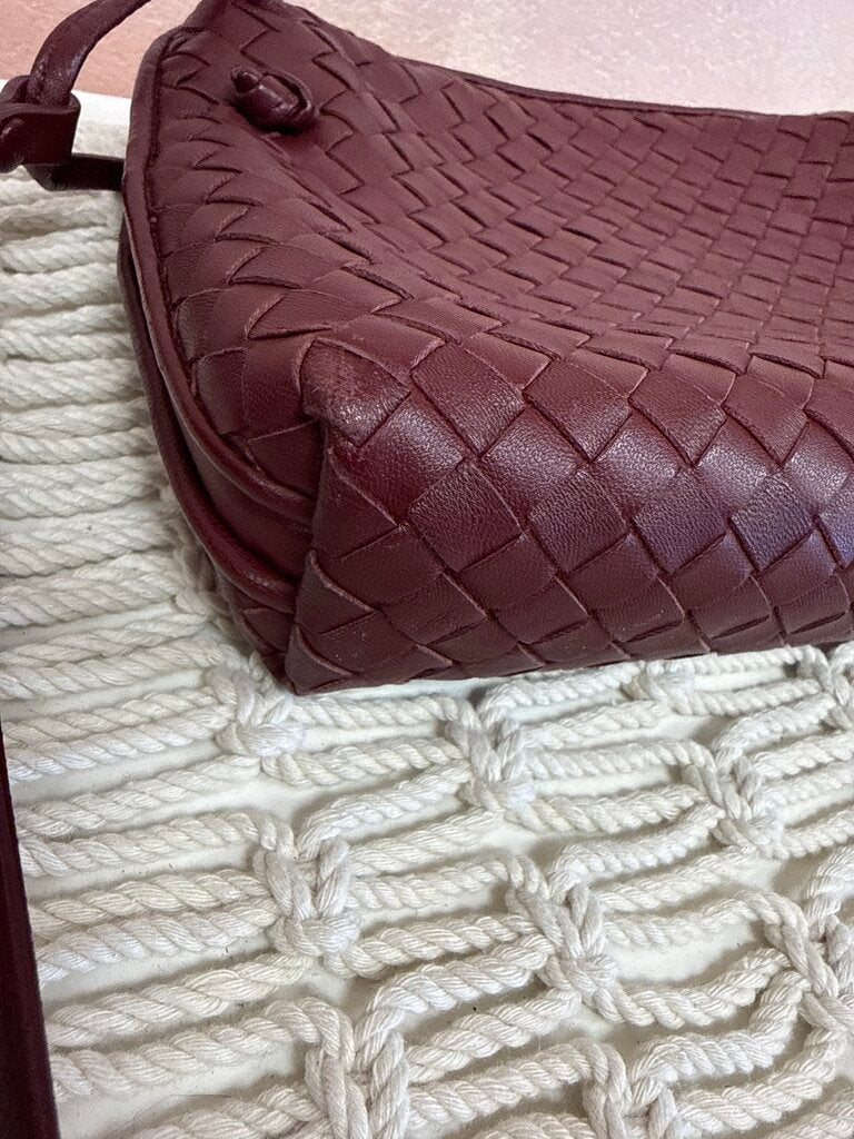 Bottega Maroon Intrecciato Shoulder Bag