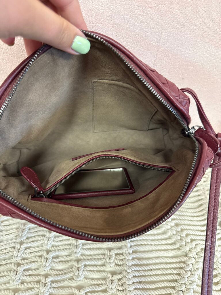 Bottega Maroon Intrecciato Shoulder Bag
