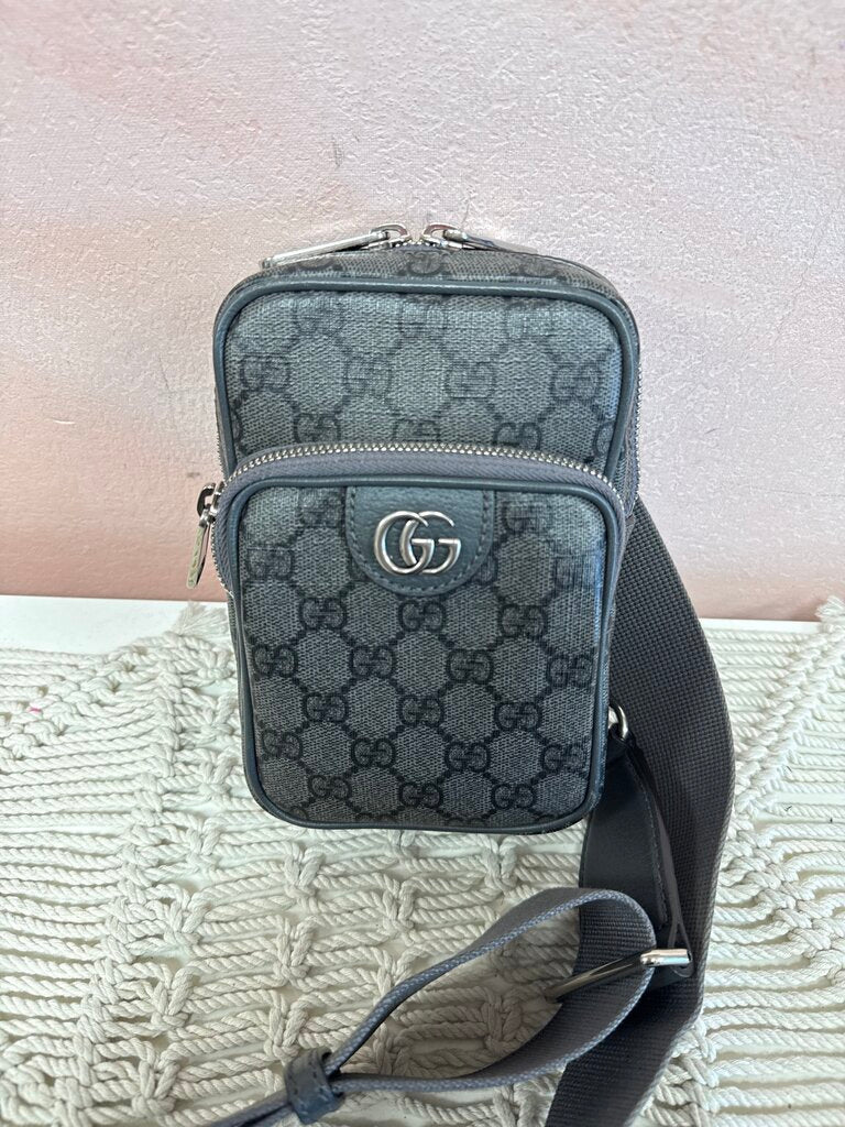 Gucci Grey/Black Ophidia Sling Bag w/Box