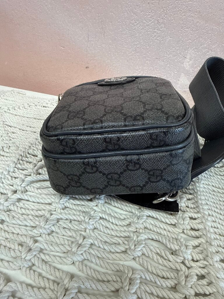 Gucci Grey/Black Ophidia Sling Bag w/Box