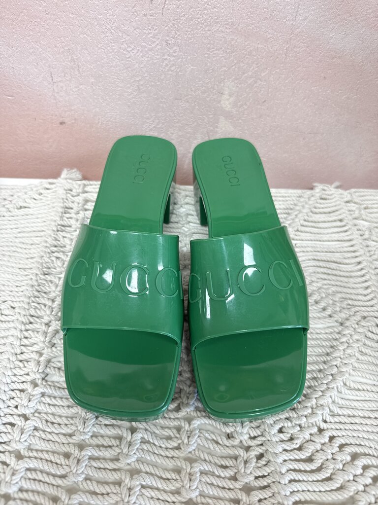 Gucci Green Rubber Slides