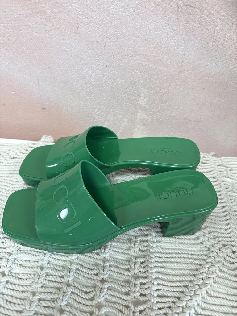 Gucci Green Rubber Slides