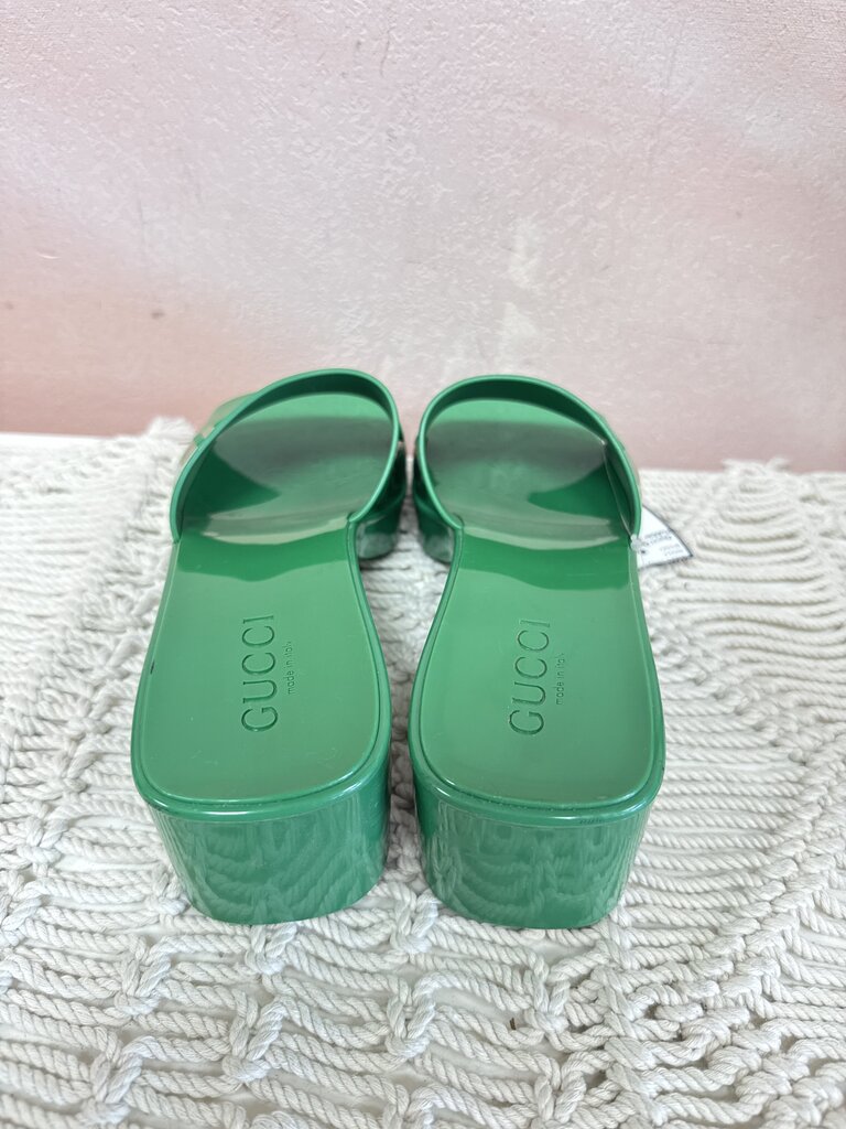 Gucci Green Rubber Slides
