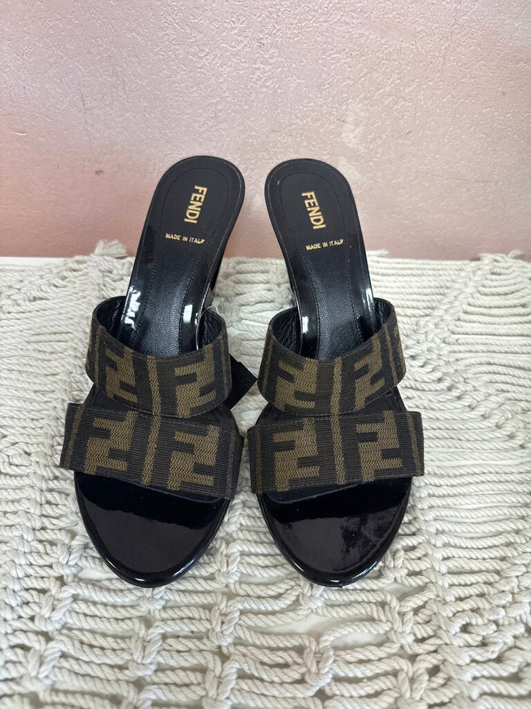 Fendi Zucca Heel Sandal w/Dustbag