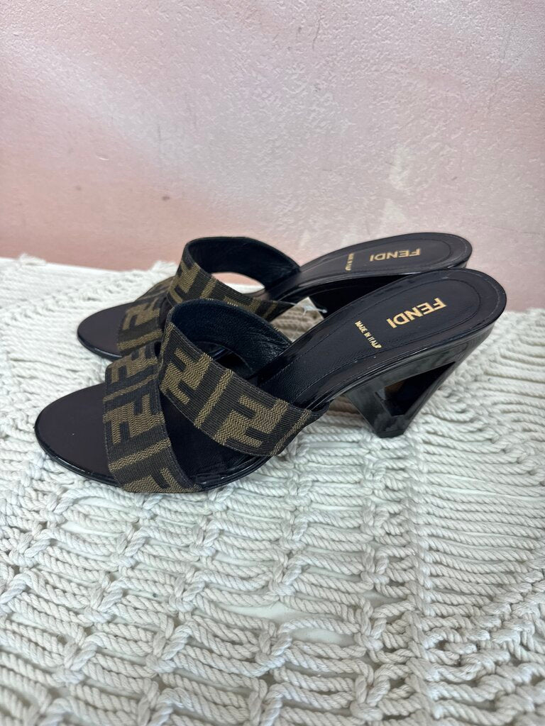 Fendi Zucca Heel Sandal w/Dustbag